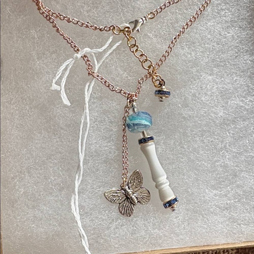 Chic Gold and White Butterfly Necklace
